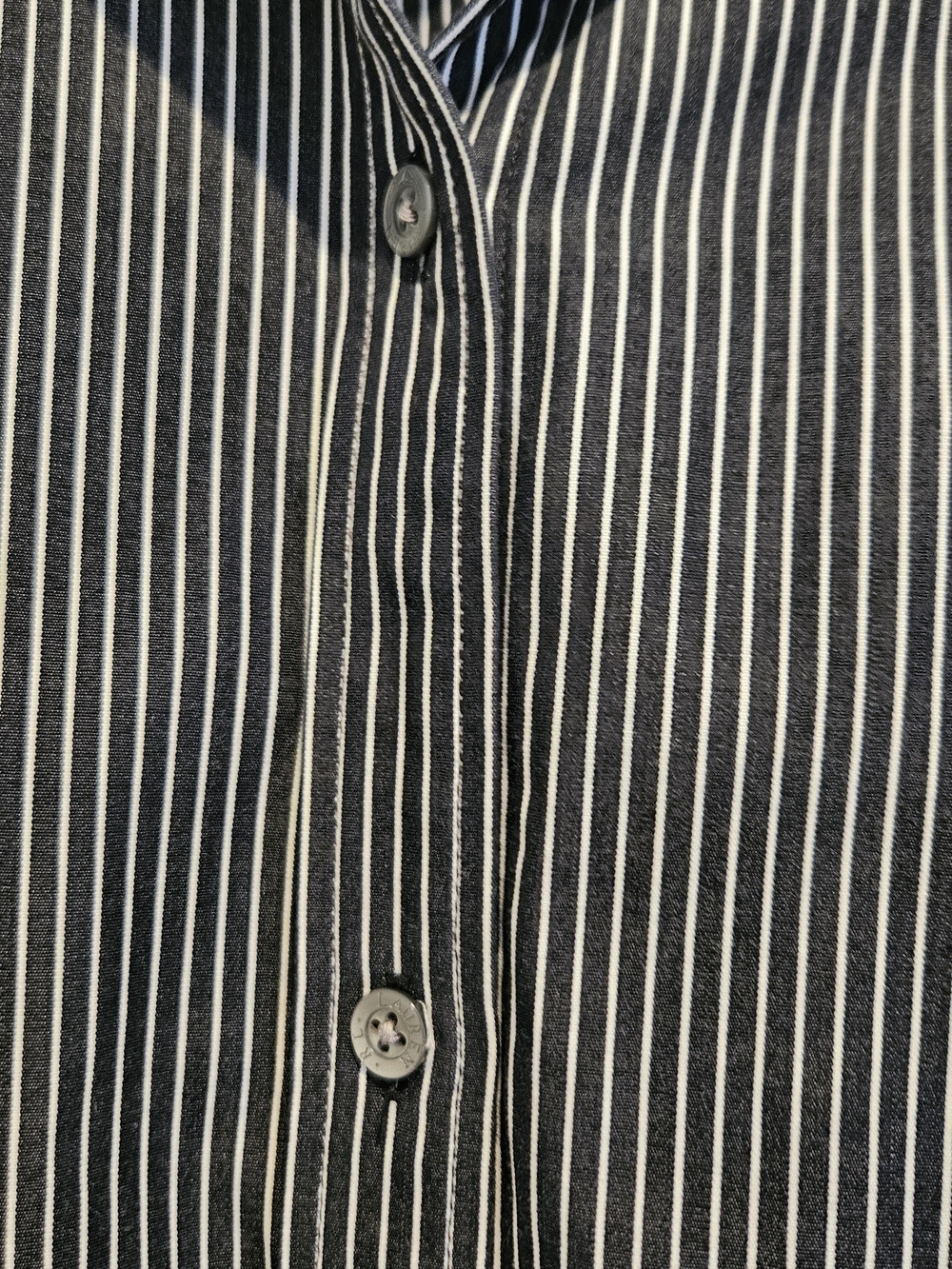 Lauren Ralph Lauren Women’s Black Pinstriped Dress Shirt with White Collar - Picture 4 of 9